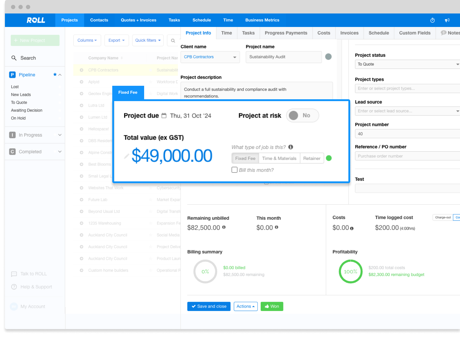 Fixed Fee Screenshot