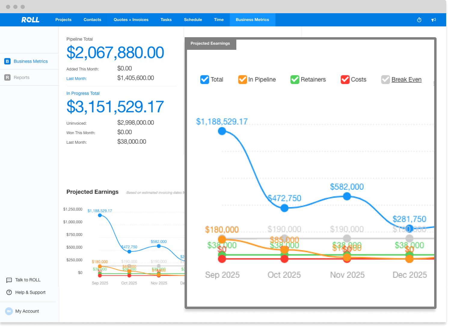 Revenue Projections Screenshot