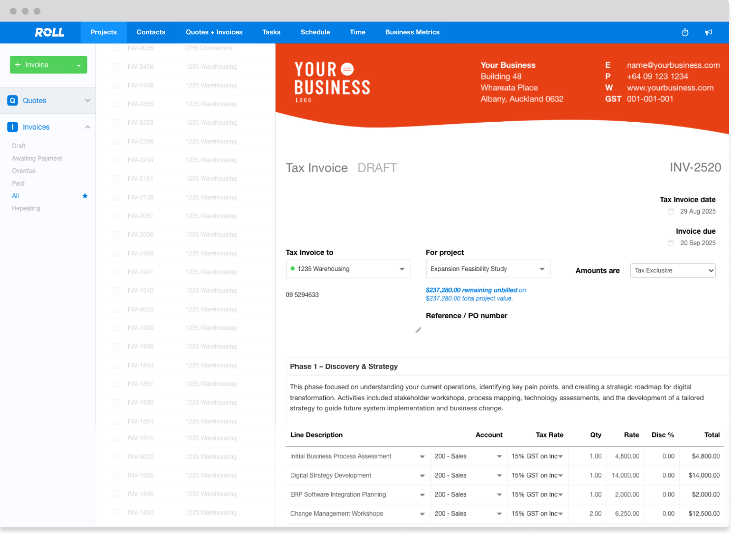 Invoicing Screenshot